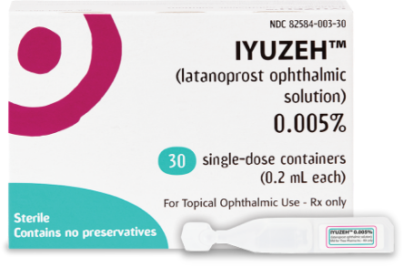 Iyuzeh ophthalmic solution box of 30 single-dose containers.